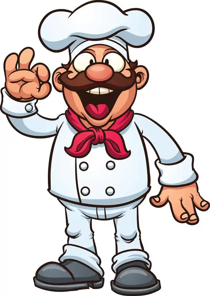 快乐的厨师,卡通厨师.使用简单的渐变矢量插画.所有在单个图层.