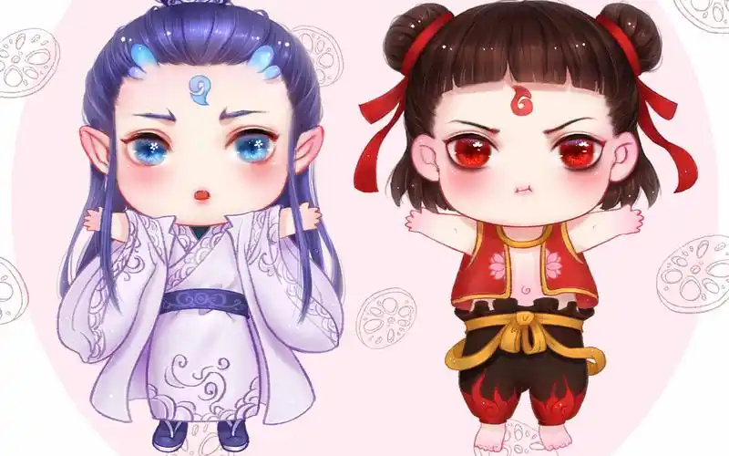 【板绘】哪吒敖丙q版上色过程_哔哩哔哩_bilibili