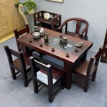 高端轻奢甄选好物老船木茶桌椅组合功夫茶台实木茶桌茶具一体家用阳台