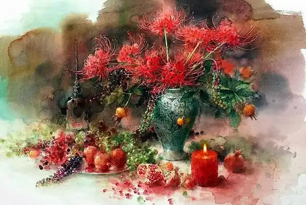 花影摇拽日本水彩画女神永山裕子花卉写生作品欣赏