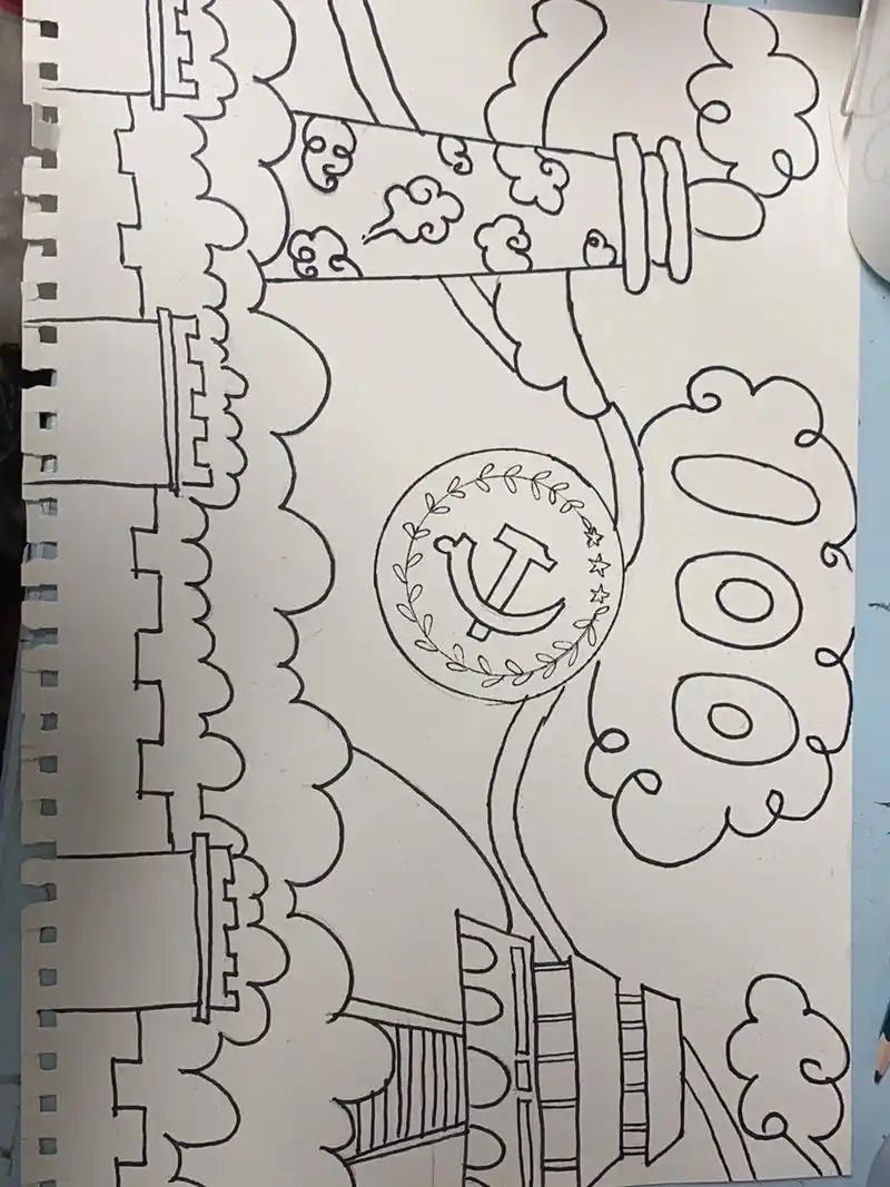 《建党100周年》儿童画96 建党100周年简笔画