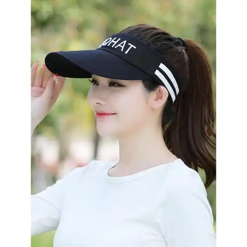遮阳帽太阳帽子女士鸭舌帽防晒遮脸空顶韩版百搭网红款棒球帽时尚白舌