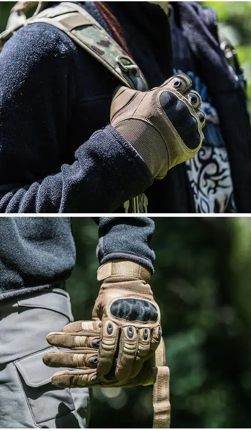 pila手套军迷黑鹰战术男全指防割防刺格斗作训作战登山骑行黑色半指m