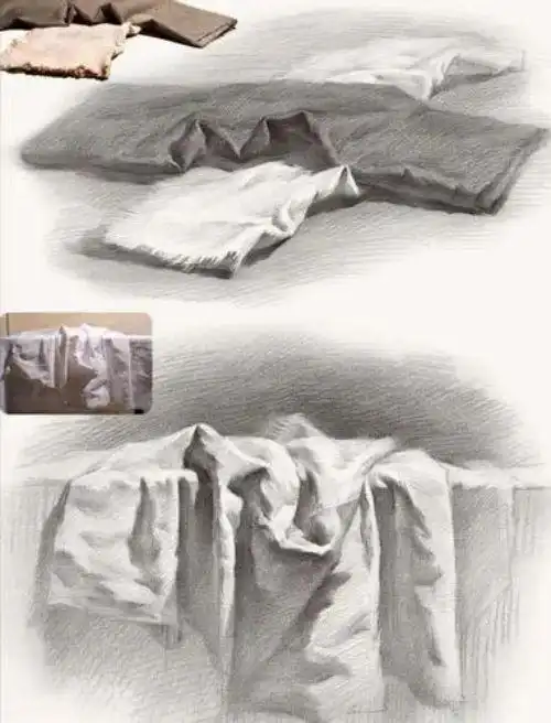 素描衬布的画法解析图素描衬布褶皱简单画法