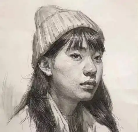 素描头像:各角度女青年素描头像解析