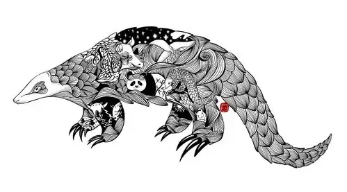 线描手绘保护动物系列