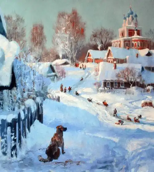 俄罗斯画家笔下的冬日雪景每一笔都是细节寥寥几笔却将风景画的这么