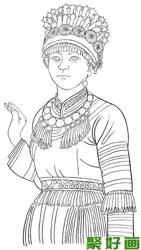 白描苗族少女下部