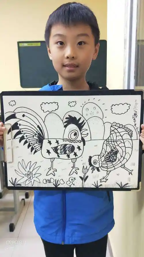 润德美术秦老师线描 大公鸡>