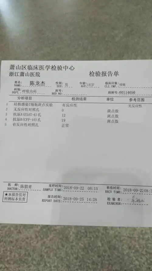 10 请问结核t细胞检查这是阳性还是阴性现在刚出来,肺结核感染人员