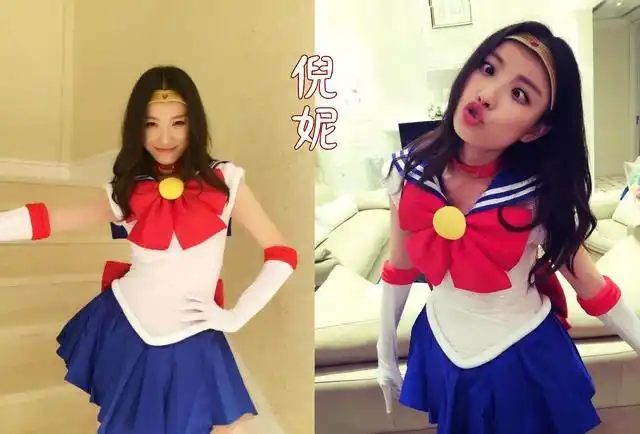 女明星都爱cos月野兔,关晓彤的漫画腿很抢镜,沈月的身高是硬伤