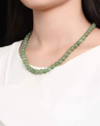 穗南 碧水佳人8mm和田玉碧玉圆珠 项链