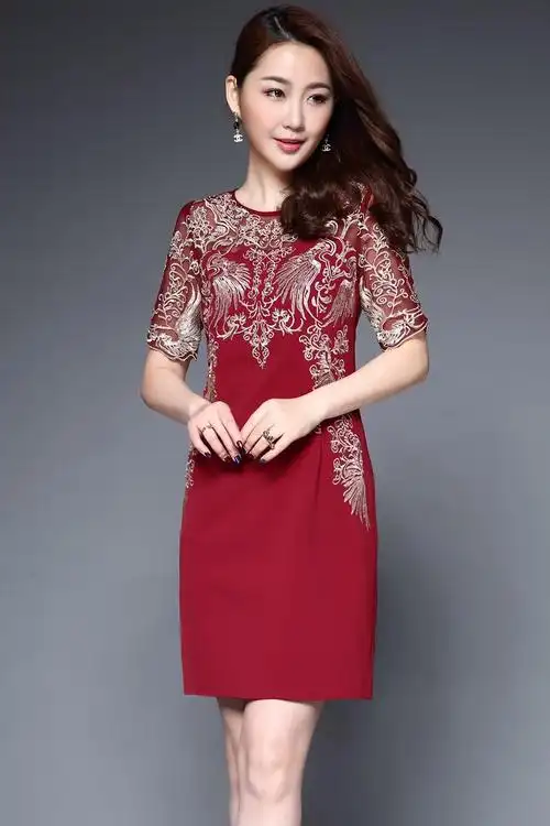嫁女儿妈妈婚礼服高档秋装喜婆婆丈母娘婚礼服参加婚礼装高连衣裙显瘦