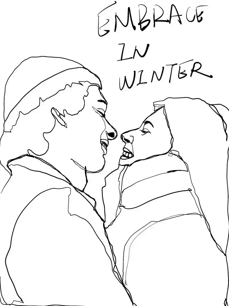 embrace in winter 冬天要爱的拥抱#一笔画  - 抖音