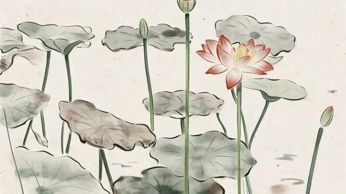 🌸古风荷花淡雅背景美图🎨 一组充满古风韵味的荷花背景图,淡雅