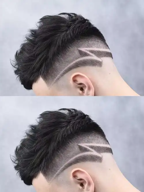 男生盖盖头镂空两侧发型图片刻痕更帅