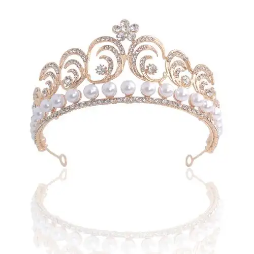 新娘皇冠珍珠水钻 巴洛克婚礼饰品欧美婚纱发箍 王冠头饰现货批发