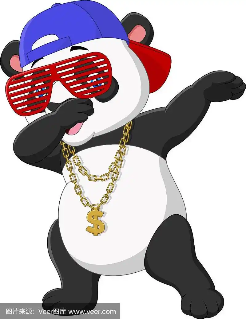 酷酷的熊猫戴着墨镜跳舞