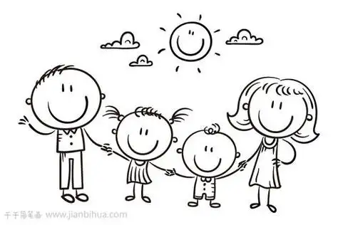一家四口超简单简笔画法一家人简笔画温馨的一家四口简笔画一家人简笔