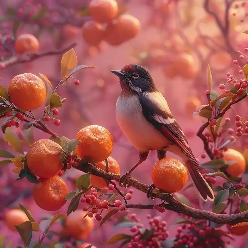 能量头像丨喜鹊枝头 花开结果 心想是橙