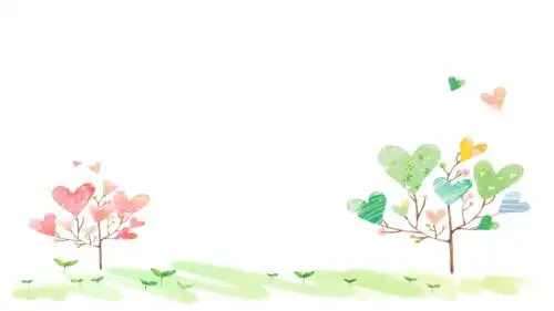2021淡雅可爱心形小树ppt背景