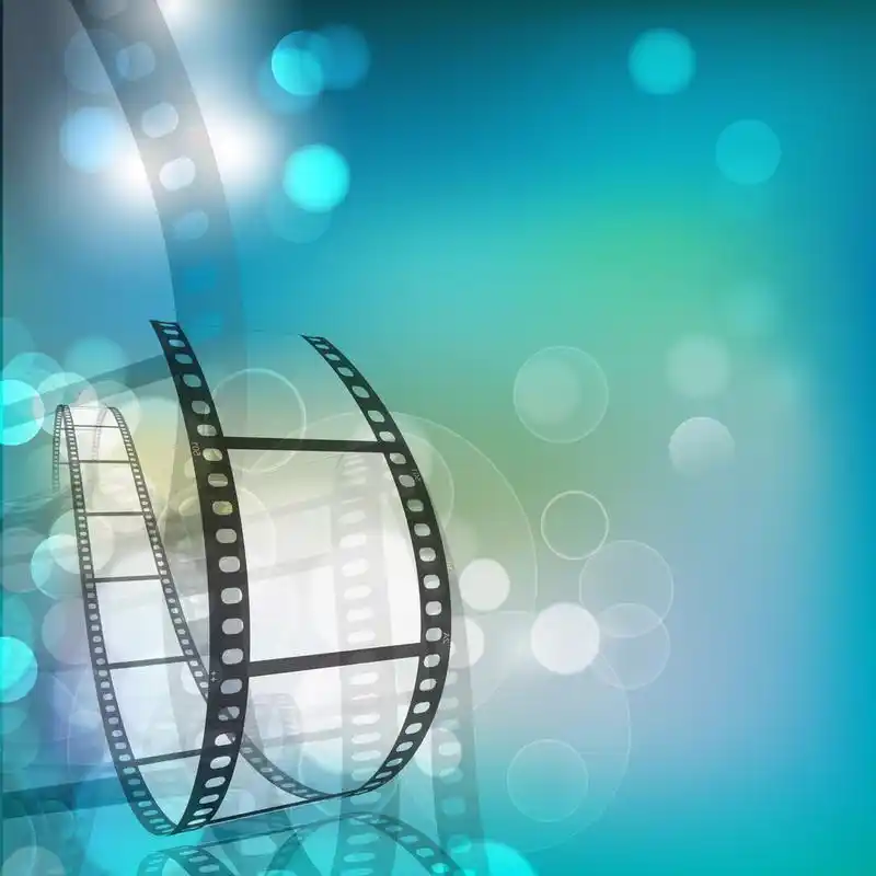 电影条纹或胶片卷轴上闪闪发亮的电影背景.10 eps