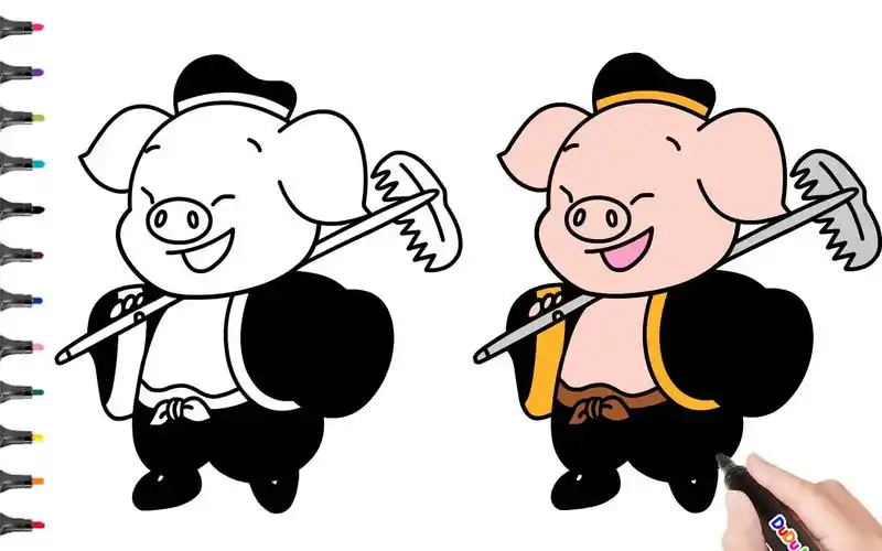 怎样画猪八戒简笔画西游记绘画宝宝学画画卡通画少儿美术教程动画