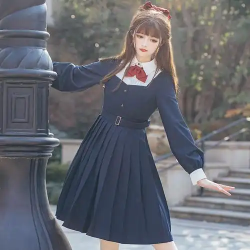 甜美学院风伪连衣裙女装大佬学生jk制服cd连衣裙