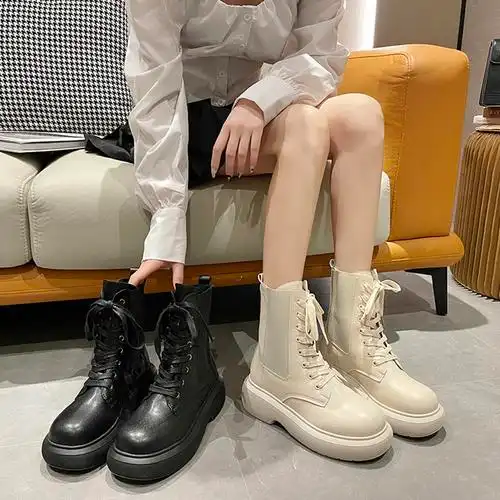 米色马丁靴2021年新款女