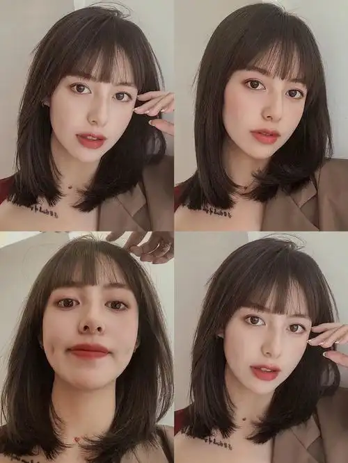 圆脸方脸层次锁骨发真的太减龄蓬松显脸小