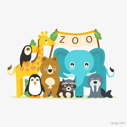 矢量动物园png素材透明免抠图片-动植人物
