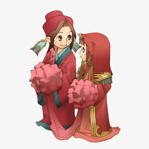 卡通古风新郎新娘