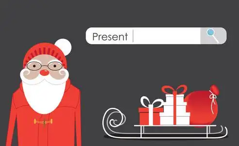 圣诞老人寻找在互联网上的礼物插画-正版商用图片0szihn-摄图新视界