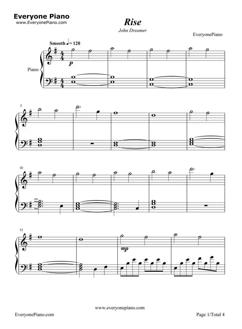 《rise》钢琴谱#钢琴🎹 #音乐分享 #曲谱分享 #钢琴 - 抖音