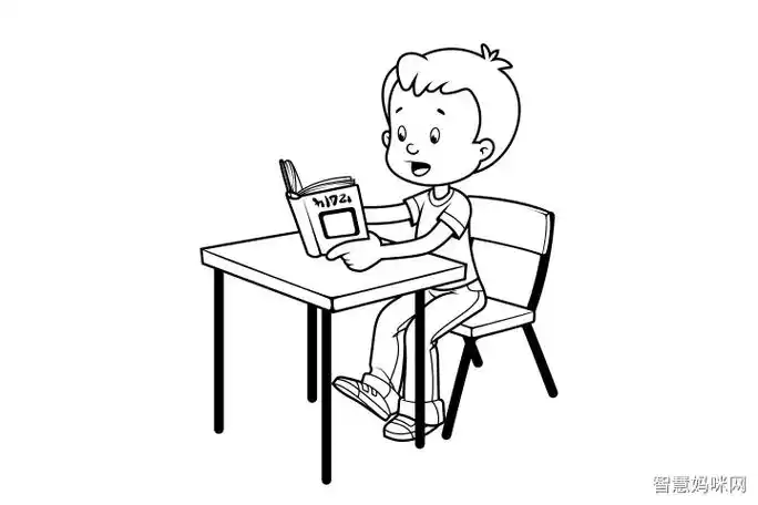 小学生听课简笔画背面