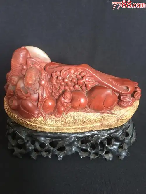 寿山石雕福寿双全摆件