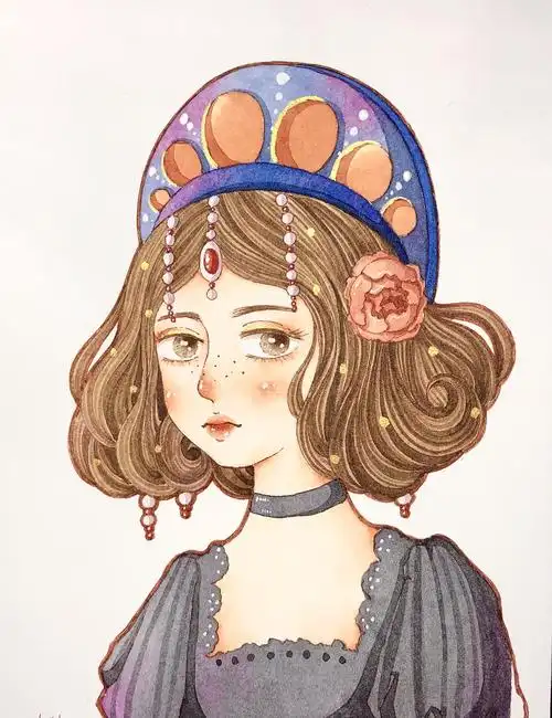 森系水彩人物今日份