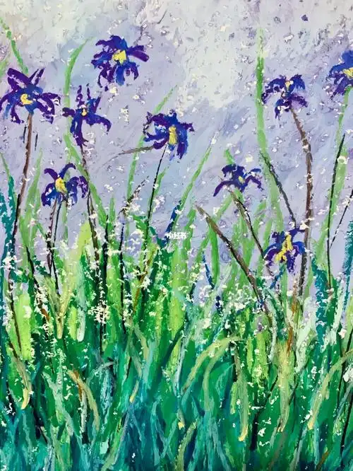 鸢尾花油画棒临摹