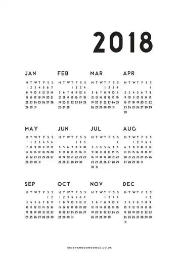 日历丨2018年简约风年历(超清可打印)