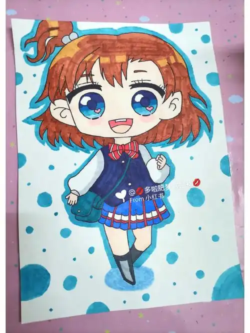 马克笔手绘q版动漫人物附手稿