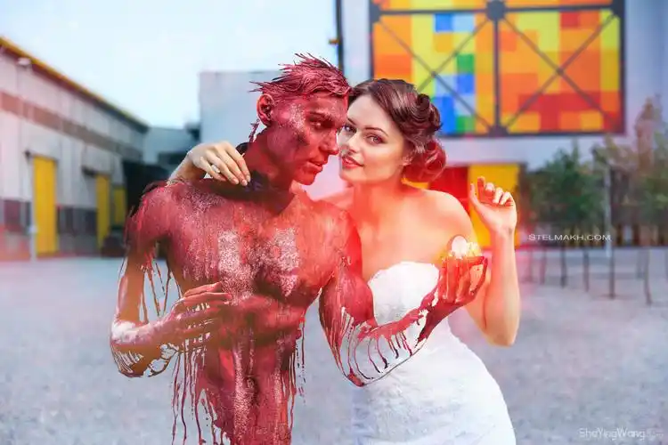 搞笑而有趣的创意婚纱摄影作品