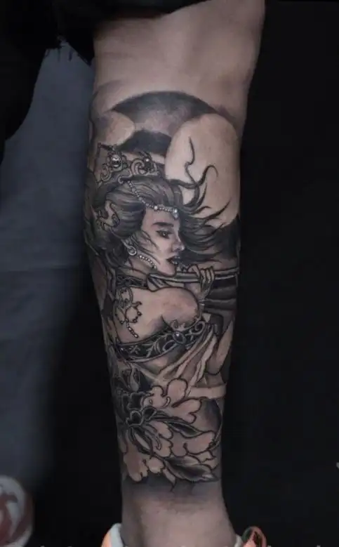 男生手臂大腿艺伎纹身图集日式传统纹身的主流之一6