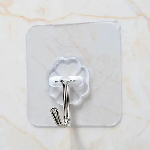 单个透明挂钩强力无痕壁挂粘胶拉丝粘钩 卫生间钩子衣钩厂家定制