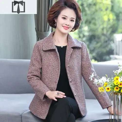 suntek中老年女装春装外套短款洋气高贵五十岁50妈妈装衣服春秋上衣