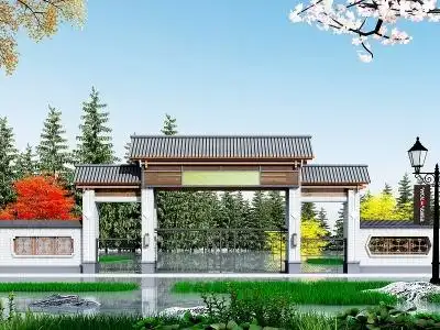 3d中式入口大门模型