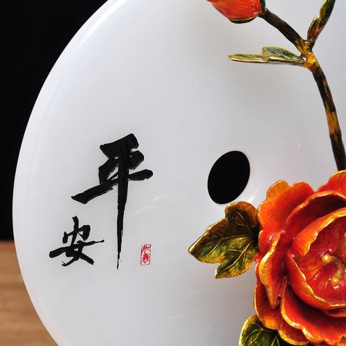 富贵平安摆件玉石平安扣工艺品家居客厅玄关装饰摆设乔迁商务礼品