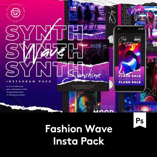 潮流赛博朋克蒸汽波新媒体电商海报版式设计ps模板集 s2020091802