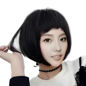 假发女短发bobo头修脸蓬松自然圆脸网红韩国全头发套锁骨黑色学生
