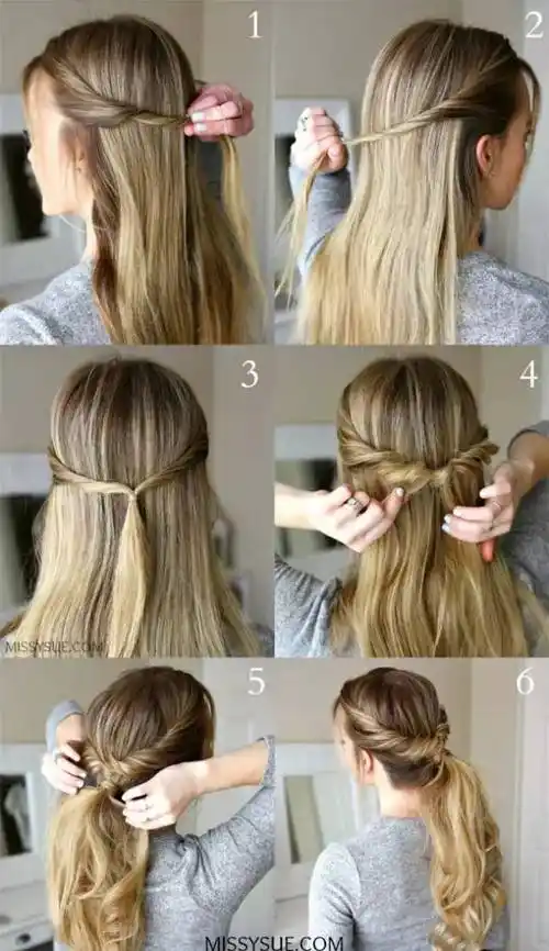 高低马尾辫的各种扎法步骤,扎马尾图片,发型图片