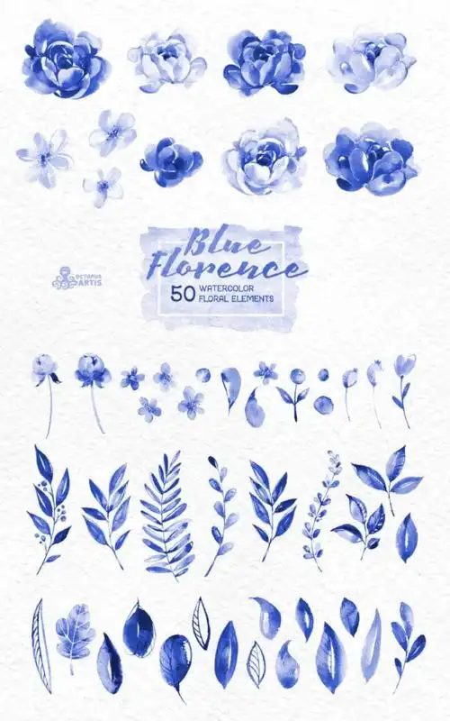 手帐素材:水彩植物森系